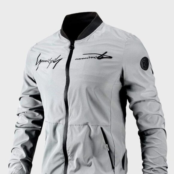 Gray Casual Men's Bomber Jacket - Picture 1 of 6